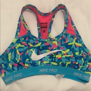 Neon multicolor girls medium sports bra